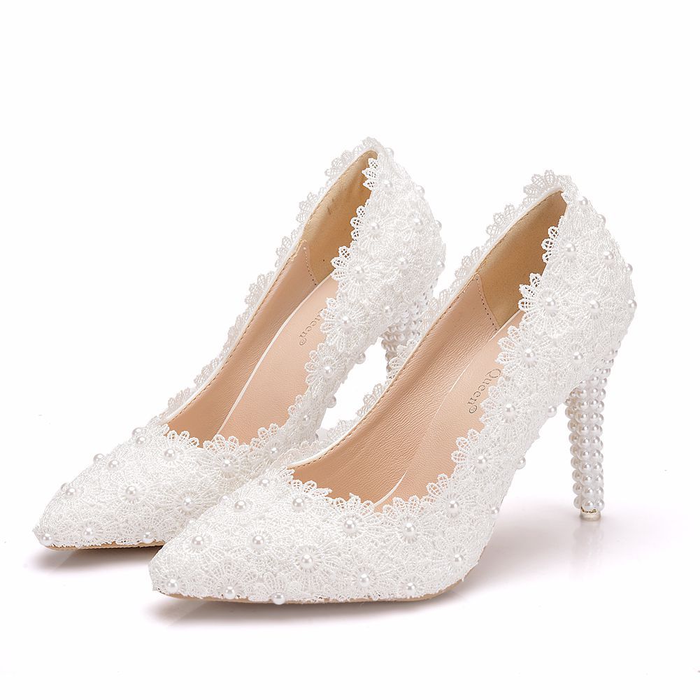Sarah Express Pearl Lace Stiletto Wedding Heels