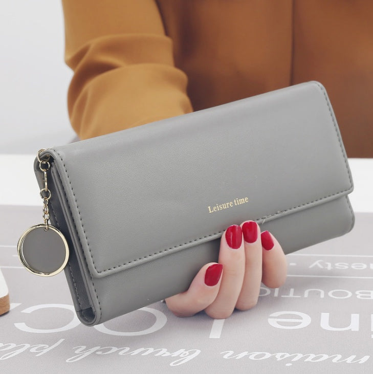 Sarah Express Multi-Function Long Wallet with Pendant Gray