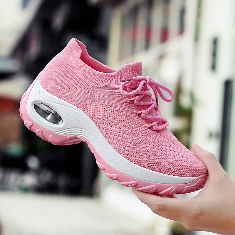 Sarah Express Lightweight Knit Lace-Up Walking Sneakers