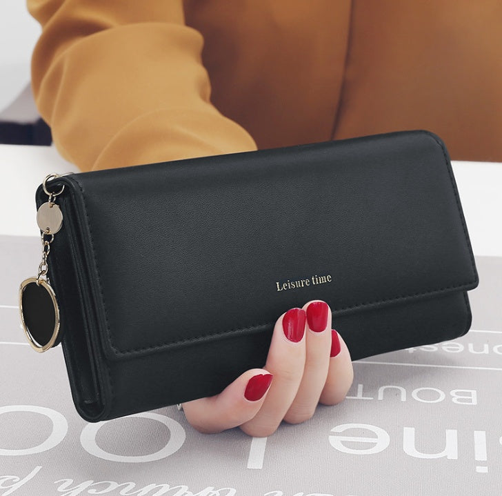 Sarah Express Multi-Function Long Wallet with Pendant Black