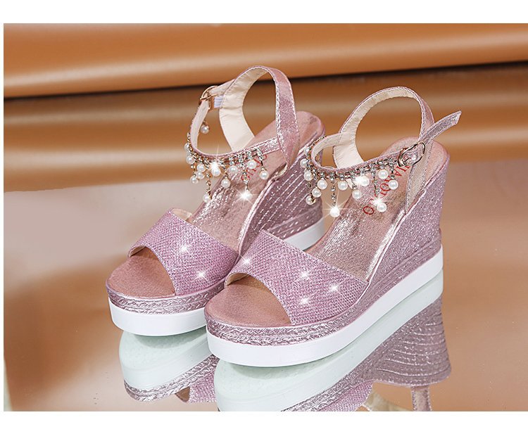 Sarah Express Beaded Platform Wedge Sandals
