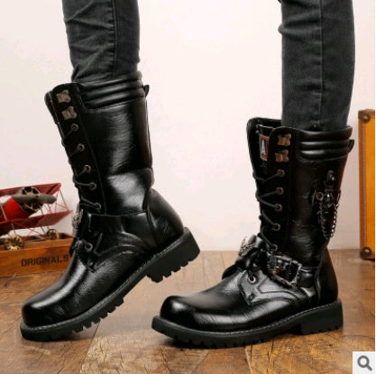 Sarah Express Men's Military Style Mid-Calf Combat Boots