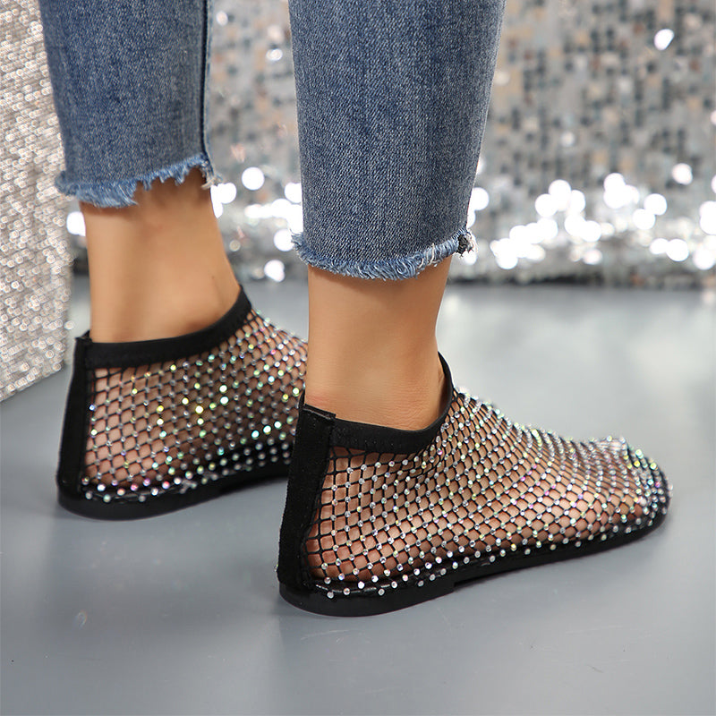 Sarah Express Rhinestone Mesh Flat Sandals