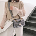 Sarah Express Rhombic Quilted Chain Shoulder Messenger Bag gray