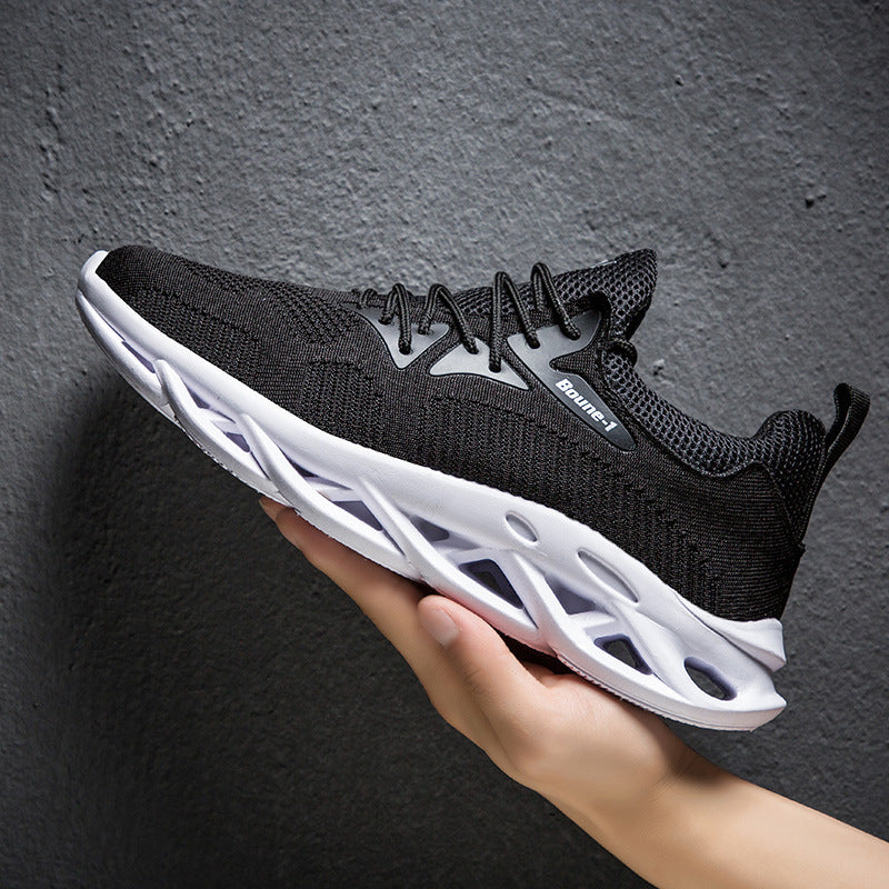 Sarah Express Breathable Lightweight Mesh Running Sneakers Black and white 2
