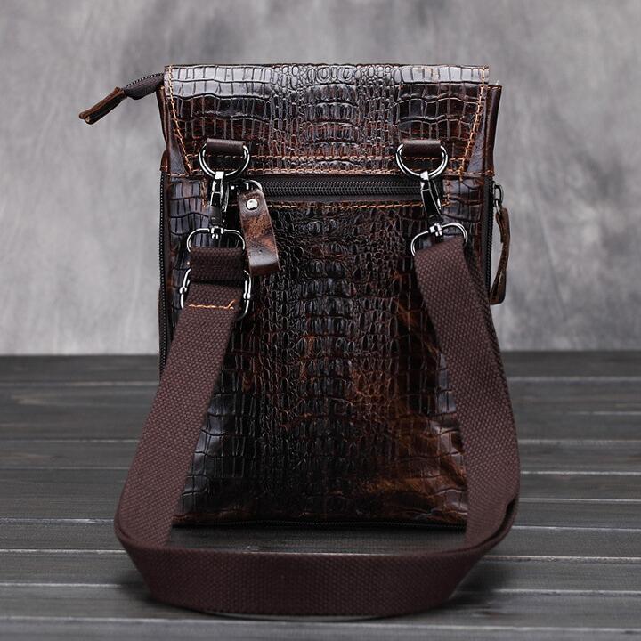 Sarah Express Vintage Alligator Pattern Leather Messenger Bag