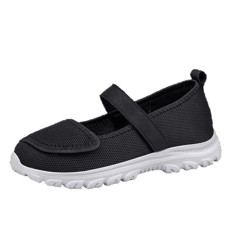Sarah Express Wide Toe Mesh Granny Walking Flats