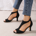 Sarah Express Open-Toe Platform Heeled Sandals Black