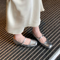 Sarah Express Square Toe Low Heel Mary Jane Pumps Silver