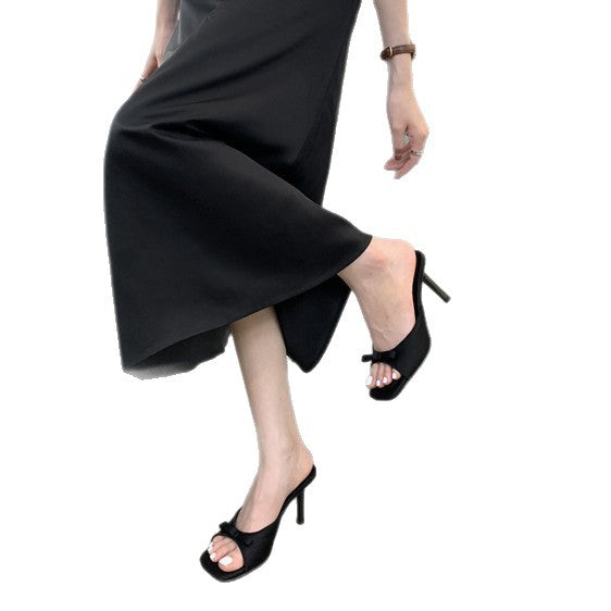 Sarah Express Bow-Tie Square-Toe Stiletto Sandals