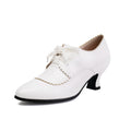 Sarah Express Pointed-Toe Chunky Heel Dress Pumps White
