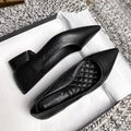 Sarah Express Chunky Heel Pointed Toe Office Pumps Black