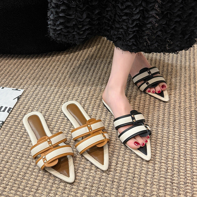 Sarah Express Women's Color Block Slip-On Slides