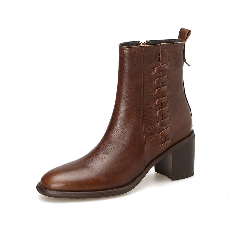 Sarah Express Retro British-Style Chunky Heel Boots