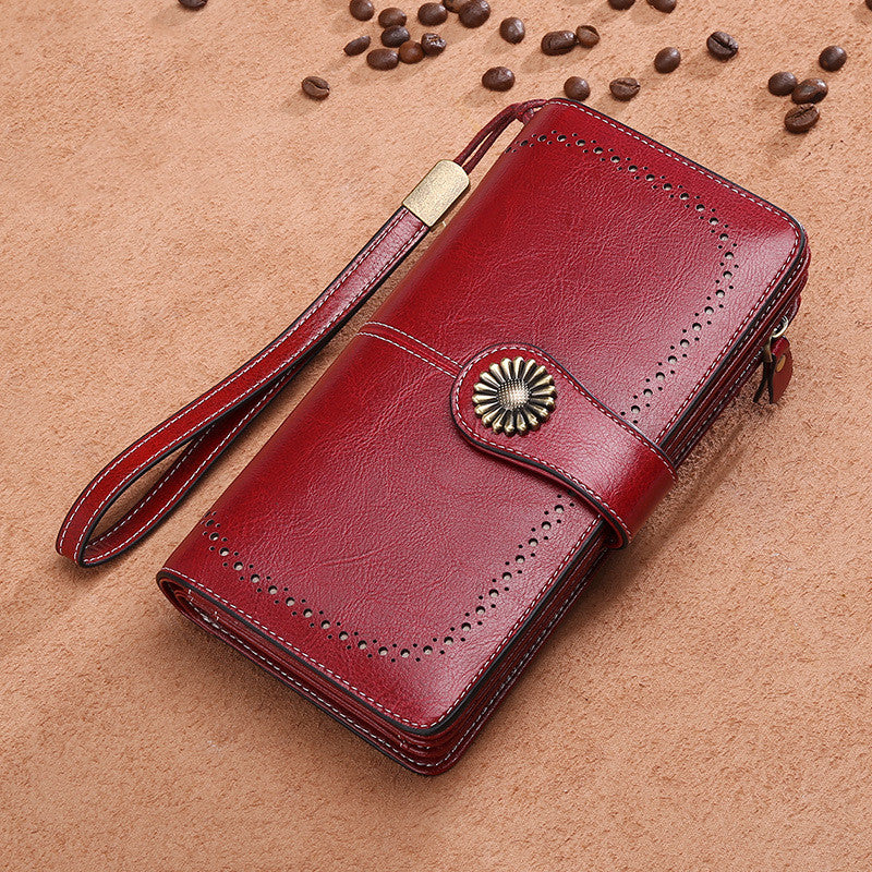 Sarah Express Hollow Design Long Women Clutch Wallet Red