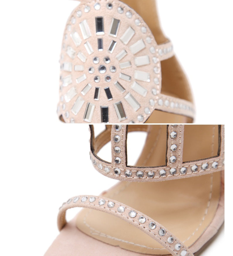 Sarah Express Rhinestone Embellished High Heel Sandals