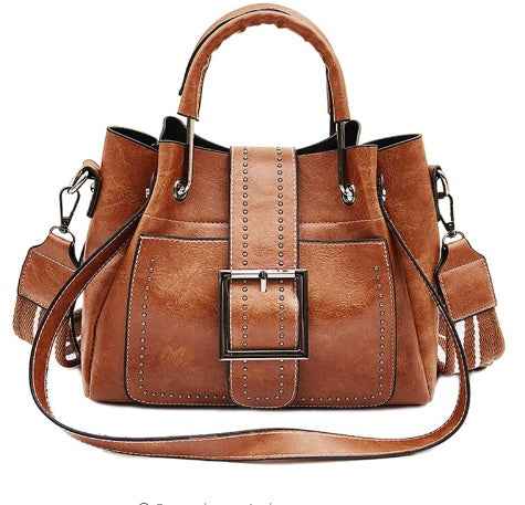 Sarah Express Double Layer Cowhide Leather Bucket Bag