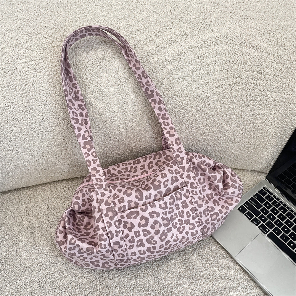 Sarah Express Leopard Print Soft Suede Tote Bag Pink