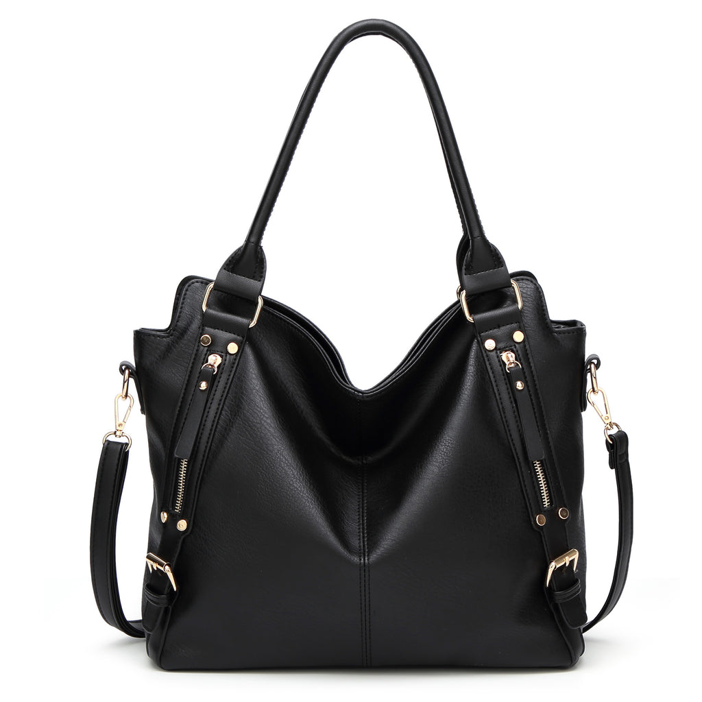 Sarah Express Vintage Style Structured Tote Bag Black