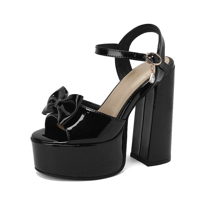 Sarah Express Chunky Heel Peep-Toe Platform Sandals
