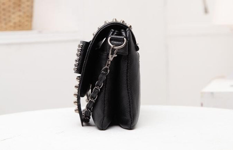 Sarah Express Skull Rivet Vintage Style Messenger Bag