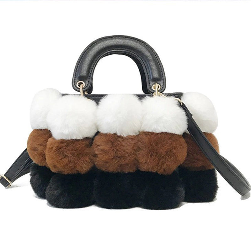 Sarah Express Plush Pom Pom Shoulder Bag
