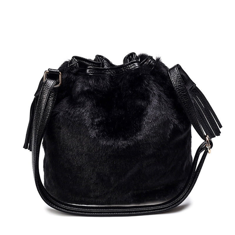 Sarah Express Plush Bucket Bag with Drawstring Closure