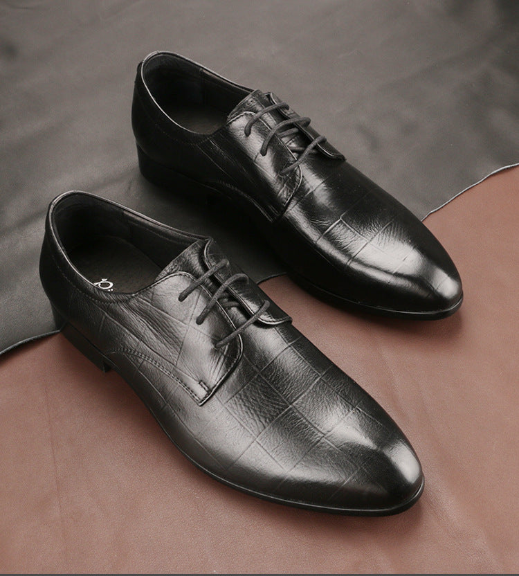 Sarah Express Men's Checkered Leather Derby Shoes