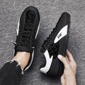 Sarah Express Men's Quilted Round Toe Flat Sneakers Black