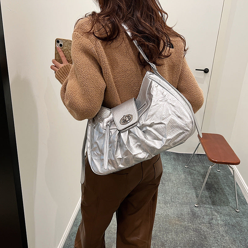 Sarah Express Structured PU Leather Turn-Lock Travel Bag