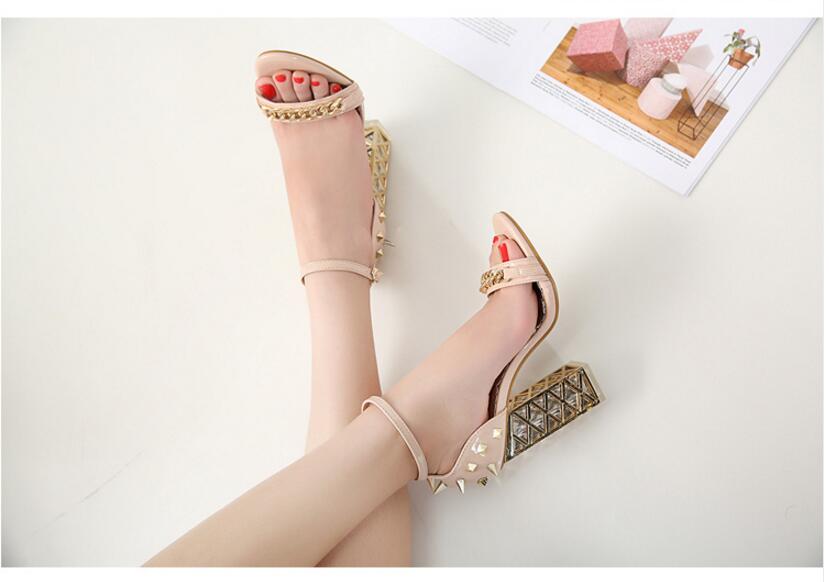 Sarah Express Chain Detail Buckle Strap Block Heels