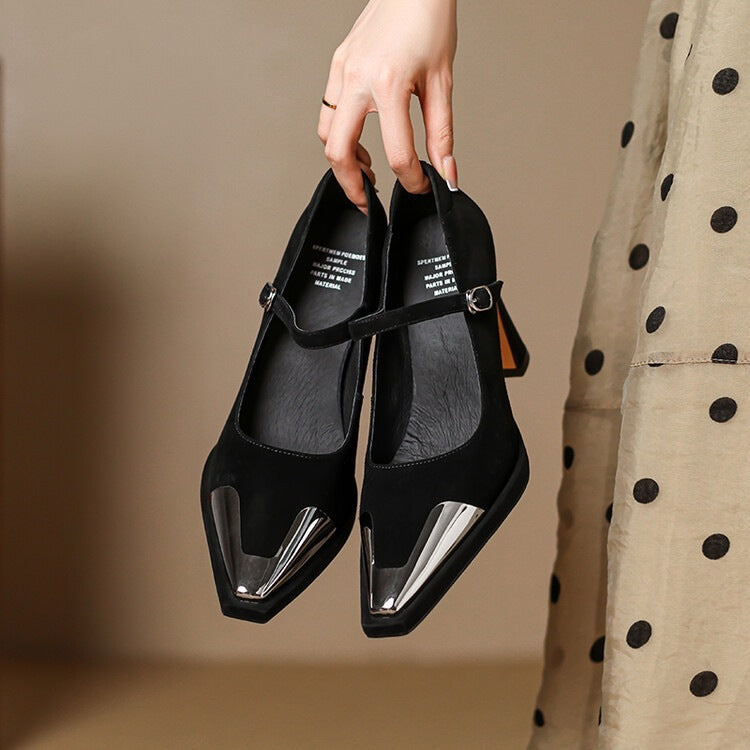 Sarah Express Retro Square Toe Mary Jane Heels