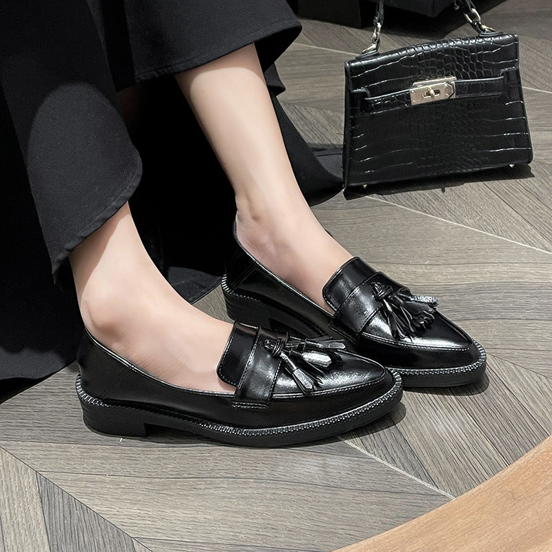 Sarah Express Pointed-Toe Tassel Loafers Slip-On Shoes
