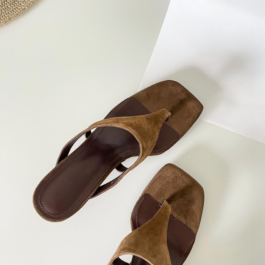 Sarah Express Retro Square Toe Thong Stiletto Sandals