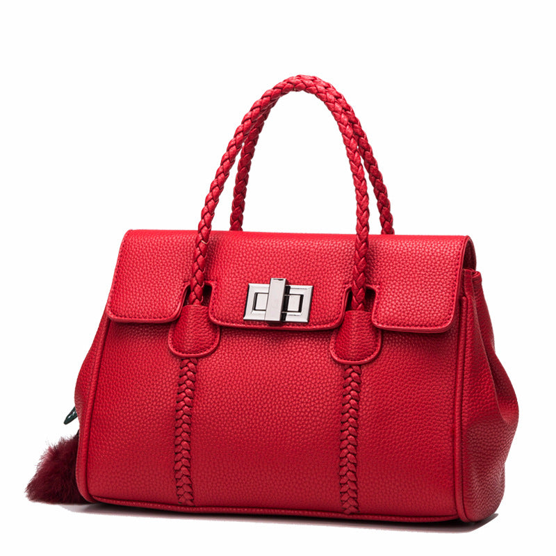 Sarah Express Lychee Pattern Structured Top Handle Handbag