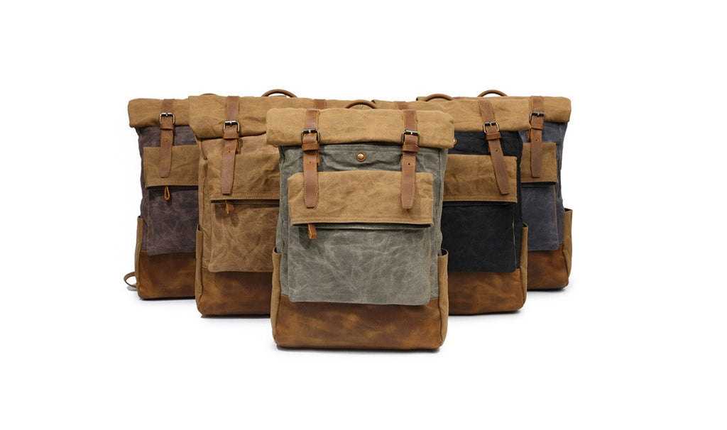 Sarah Express Retro Canvas Roll Top Backpack