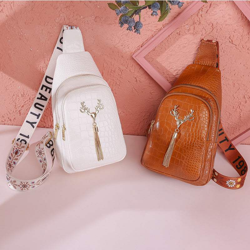 Sarah Express Deer Tassel Patterned Crossbody Chest Bag