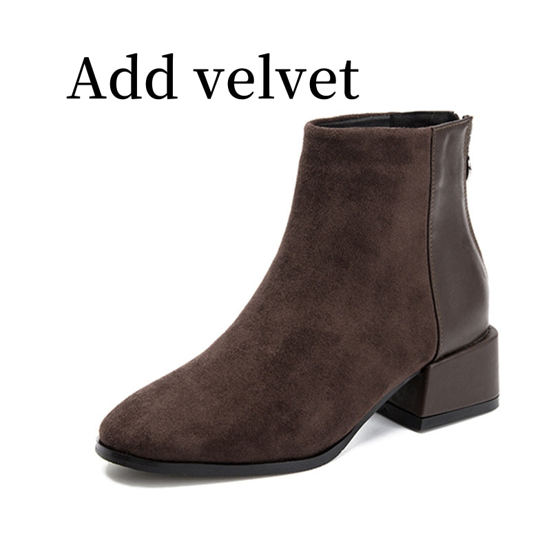 Retro Square Heel Pointed Toe Ankle Boots Fashion Versatile Chelsea Boot Women's Shoes – product detail alternate view 14