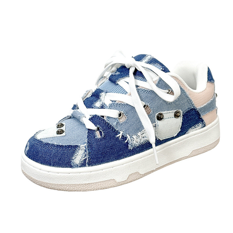 Sarah Express Denim Canvas Patchwork Casual Sneakers