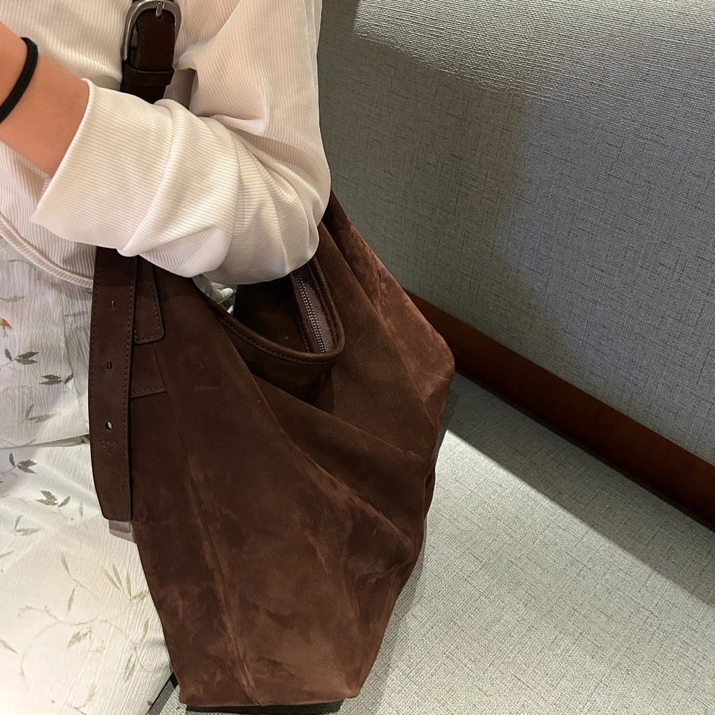 Sarah Express Matte Cowhide Leather Vertical Crossbody Bag