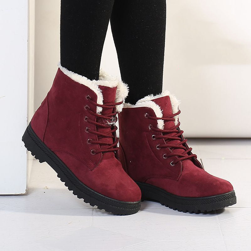Sarah Express Women's Plush Lined Lace-Up Snow Boots