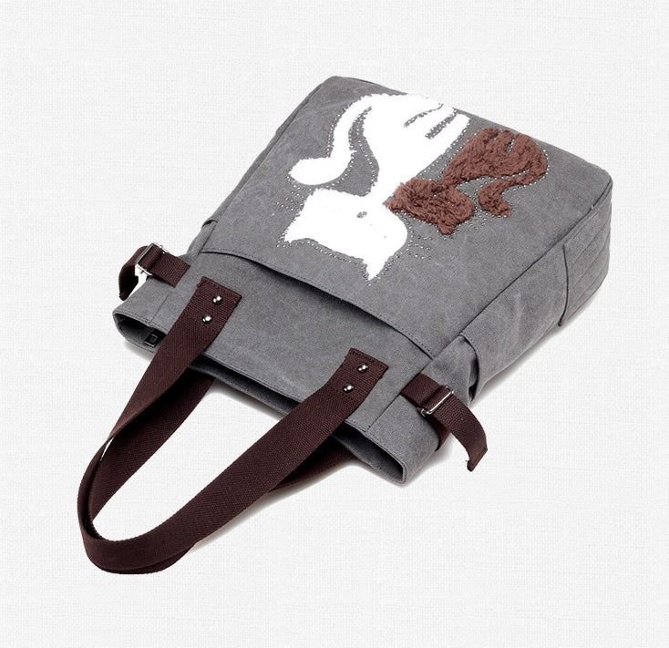 Sarah Express Canvas Tote Bag with Cat Applique