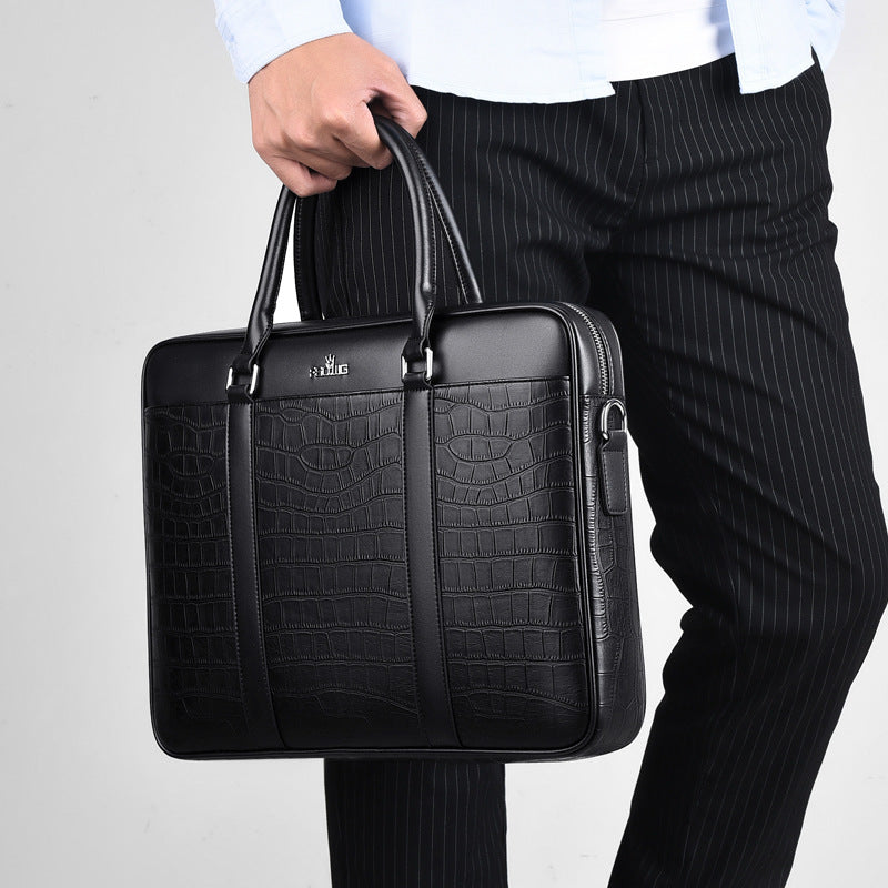 Sarah Express Men's Crocodile Pattern Business Commuter Handbag