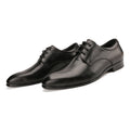Sarah Express Men's Checkered Leather Derby Shoes Black