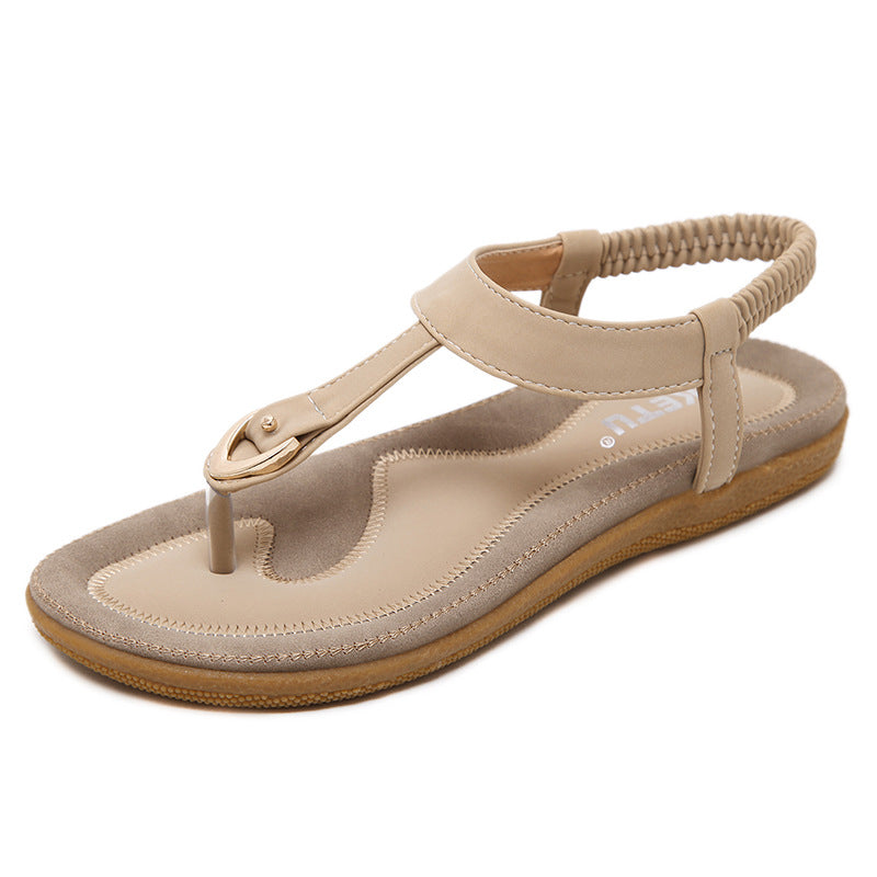 Sarah Express Women's Flat Heel Casual T-Strap Sandals