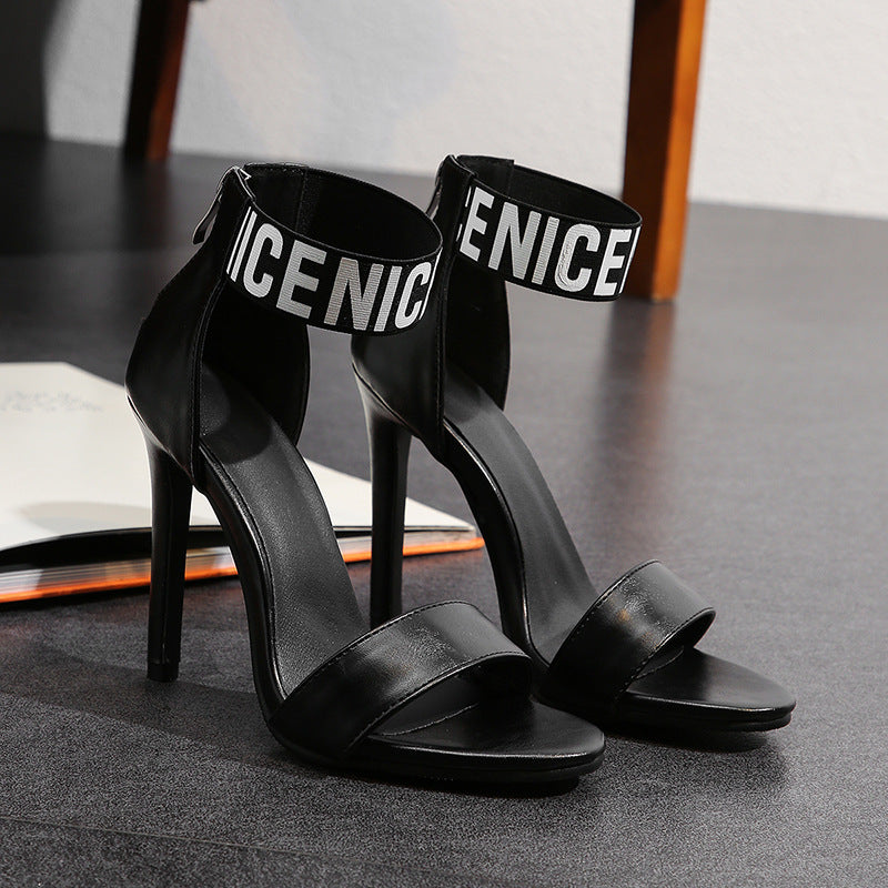 Sarah Express Stiletto High Heel Sandals with Ankle Strap