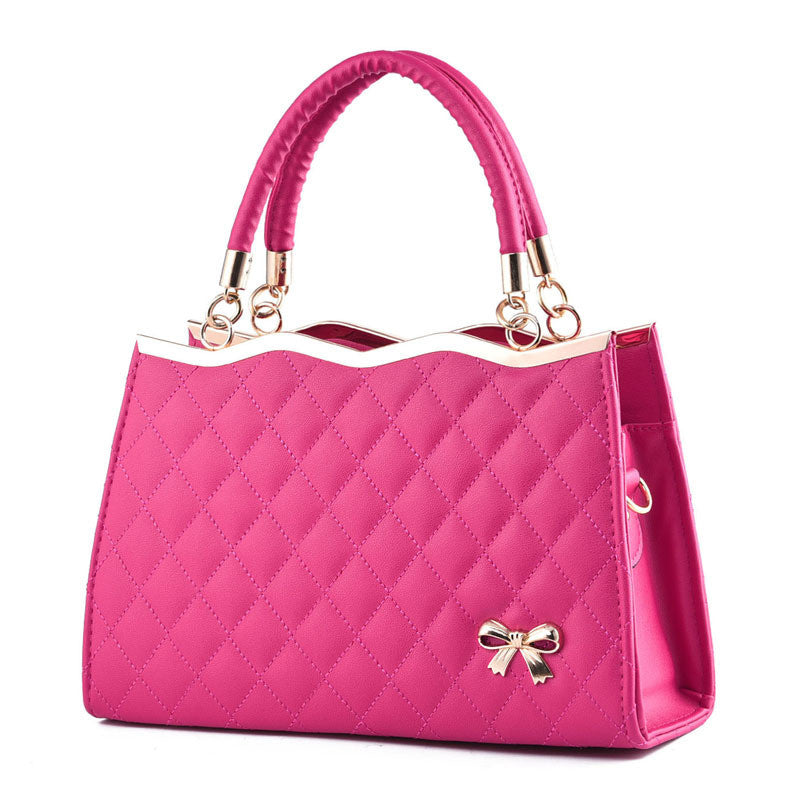 Sarah Express Quilted Bow Detail Crossbody Handbag Rose red