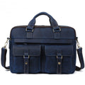Sarah Express Retro Cowhide Business Laptop Briefcase Blue
