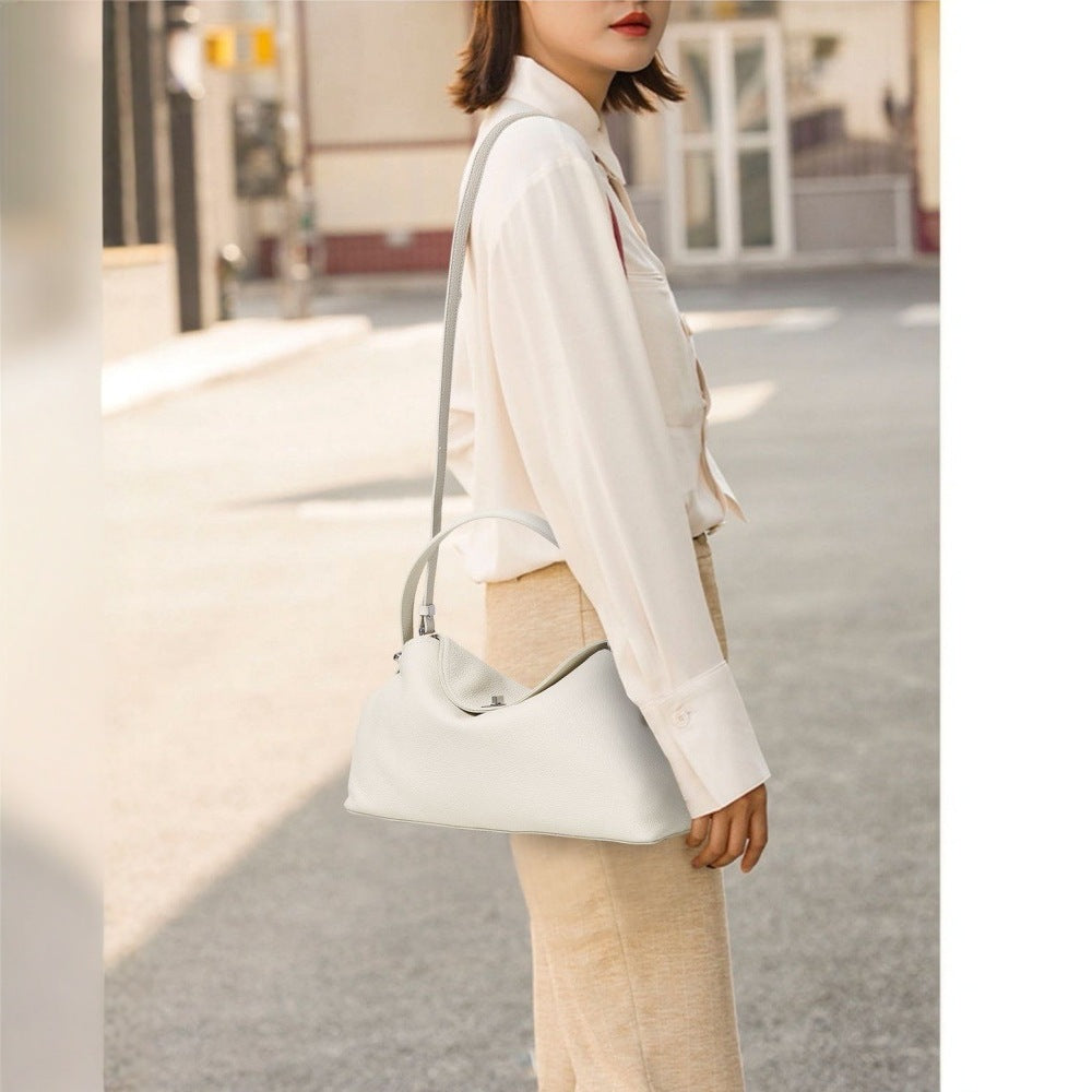 Sarah Express Premium Full-Grain Leather Dumpling Tote Bag