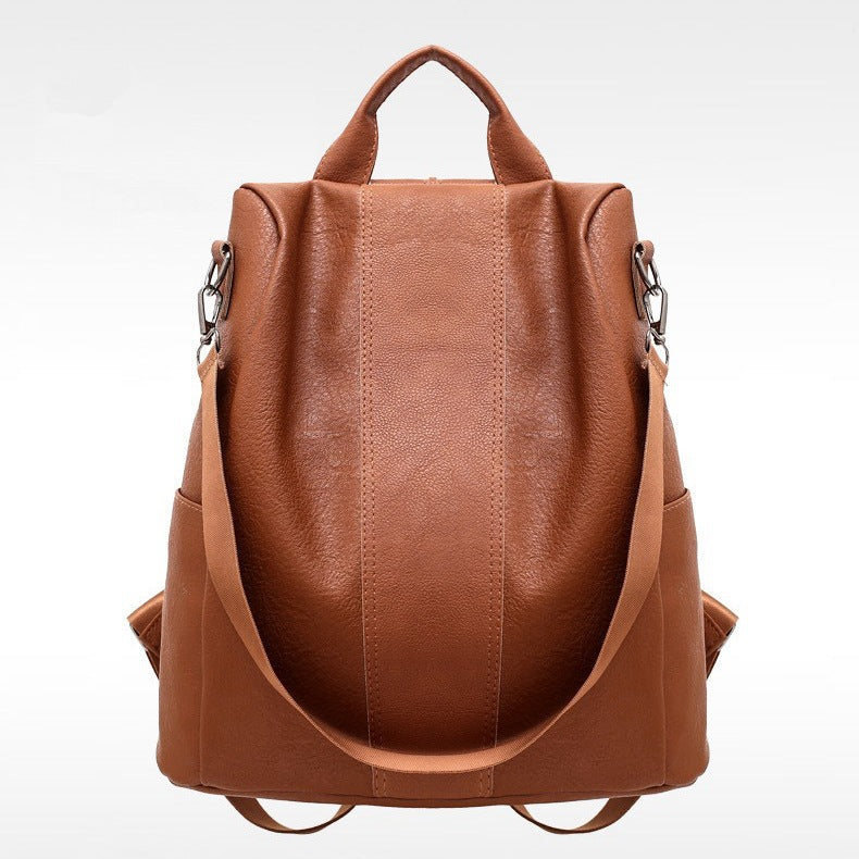 Sarah Express Solid Color Large Capacity Women's Backpack Brown